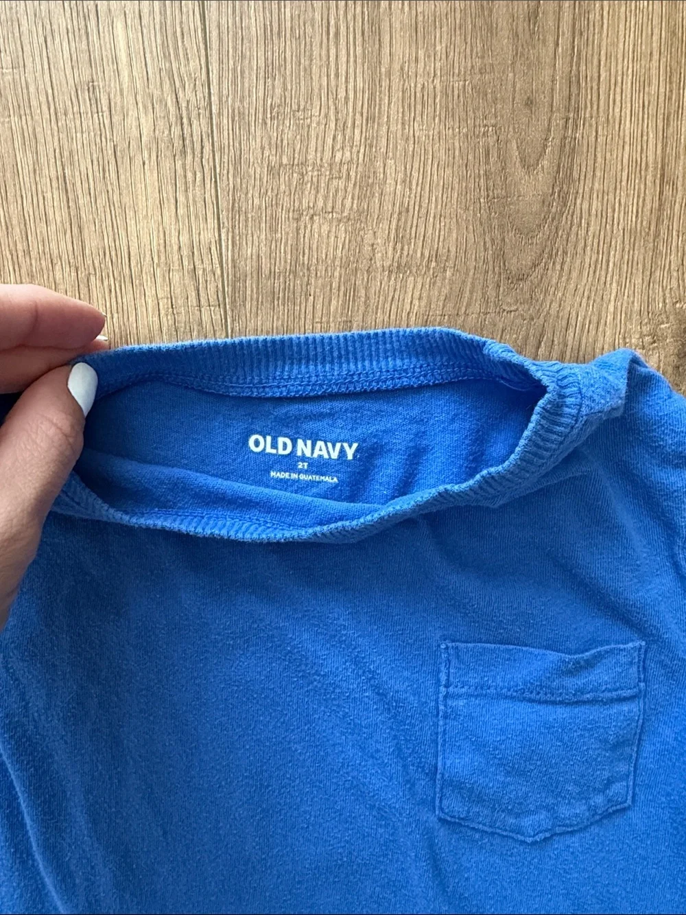 Size 2T Old Navy Royal Blue Long-Sleeve Pocket Tee for Toddler